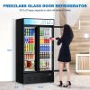 Commercial Beverage Refrigerators Glass Door Refrigerator Commercial with LED Light, 30 Cu.ft and 10 Shelves