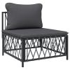 11 Piece Patio Lounge Set with Cushions Anthracite Steel