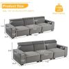 306*96*83cm Velvet, 26cm Fully Removable Armrests, Three-Seater With Side Pockets, Backrest Pull Points, Indoor Multi-Person Sofa, Dark Gray