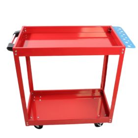 Tool Cart On Wheels, Heavy Duty Steel Utility Cart W Lockable Wheels, 400 LBS Capacity Industrial Service Cart For Garage, Warehouse, Workshop  T (Color: Red)