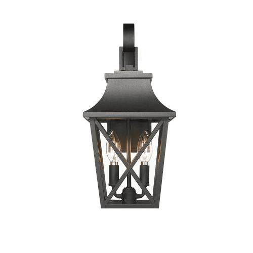 Black Outdoor Wall Light 2 Lights, Large Outdoor Modern Wall Light Fixtures, Industrial Porch Light Wall Mounted With Glass, Waterproof Farmhouse