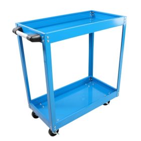 Tool Cart On Wheels, Heavy Duty Steel Utility Cart W Lockable Wheels, 400 LBS Capacity Industrial Service Cart For Garage, Warehouse, Workshop  T (Color: Blue)