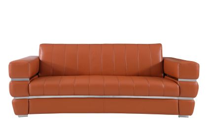 Global United Top Grain Italian Leather Sofa (Color: as Pic)