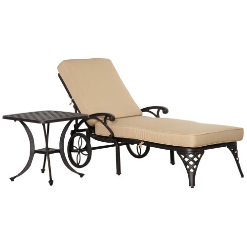 Aluminum Adjustable Chaise Lounge Chair, Folding 4-Position Patio Recliner, Wheels, Armrests, Side Table, Cushion for Poolside, Backyard, Deck Aluminum Adjustable Chaise Lounge Chair, Folding 4-Position Patio Recliner, Wheels, Armrests, Side Table, Cushion for Poolside, Backyard, Deck