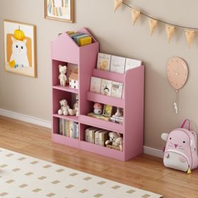 Children's Wooden Bookshelf (Color: pink)