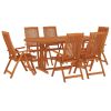 7 Piece Patio Dining Set Solid Wood Eucalyptus