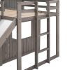 Wooden Twin Over Full Bunk Bed, Loft Bed with Playhouse, Farmhouse, Ladder, Slide and Guardrails