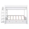 Wood Full Size Convertible Bunk Bed with Storage Staircase, Bedside Table, and 3 Drawers