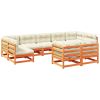 9 Piece Patio Sofa Set with Cushions Wax Brown Solid Wood Pine