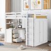 Full size Loft Bed with Drawers,Desk,and Wardrobe