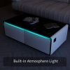 Modern Smart Coffee Table with Built-in Fridge, Bluetooth Speaker, Wireless Charging, Touch Control Panel, Power Socket, USB Interface
